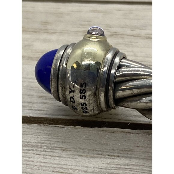 David Yurman Renaissance Lapis Lazuli Lolite Cuff Bracelet 6.25" Silver 14k - Picture 6 of 11